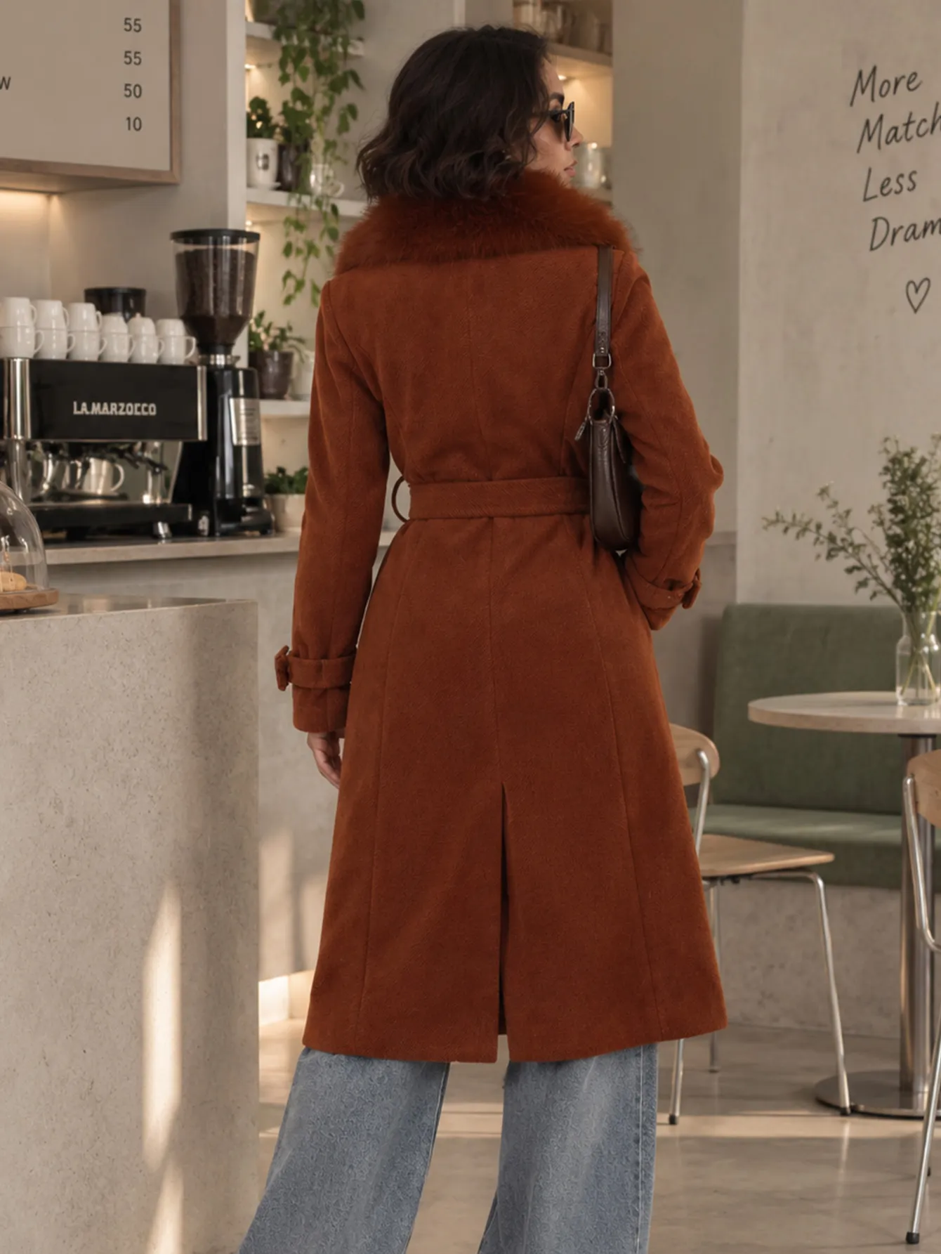 M01 Abrigo con pelo sintetico-ROJO-BEIGE 15267
